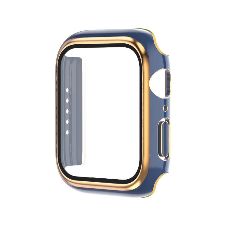 Ốp đồng hồ PC hai màu mạ điện + kính cường lực, dành cho Apple Watch Series 9 / 8 / 7 45mm, dành cho Apple Watch Series 6/5/4/SE 44mm
