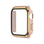 Ốp đồng hồ PC hai màu mạ điện + kính cường lực, dành cho Apple Watch Series 9 / 8 / 7 45mm, dành cho Apple Watch Series 6/5/4/SE 44mm