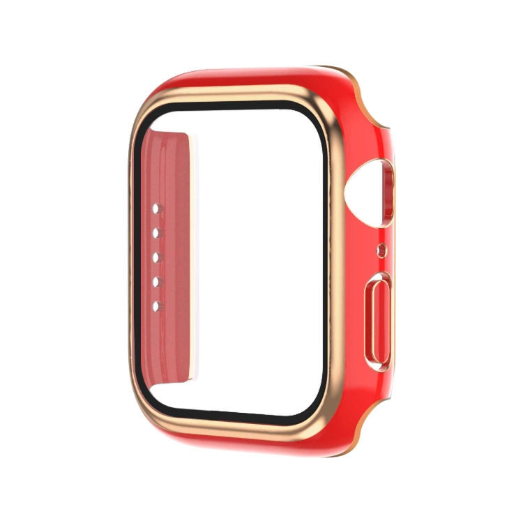 Ốp đồng hồ PC hai màu mạ điện + kính cường lực, dành cho Apple Watch Series 3/2/1 42mm, dành cho Apple Watch Series 9 / 8 / 7 41mm