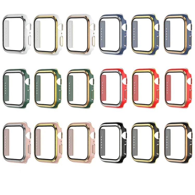 Ốp đồng hồ PC mạ điện hai màu + kính cường lực, Dành cho Apple Watch Series 6/5/4/SE 40mm, Dành cho Apple Watch Series 3/2/1 38mm