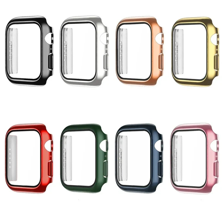 Ốp Đồng Hồ PC Đơn Sắc Mạ Điện Kèm Miếng Dán Cường Lực, Cho Apple Watch Series 9 / 8 / 7 45mm, Cho Apple Watch Series 8 / 7 45mm, Cho Apple Watch Series 6/5/4/SE 44mm, Cho Apple Watch Series 3/2/1 42mm, Cho Apple Watch Series 9 / 8 / 7 41mm