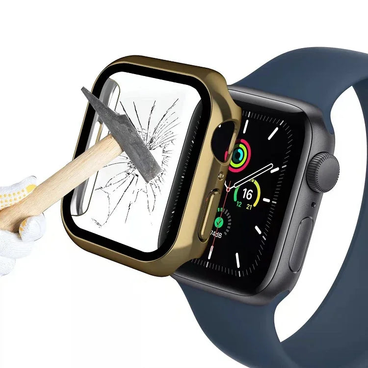 Ốp Đồng Hồ PC Đơn Sắc Mạ Điện Kèm Miếng Dán Cường Lực, Cho Apple Watch Series 9 / 8 / 7 45mm, Cho Apple Watch Series 8 / 7 45mm, Cho Apple Watch Series 6/5/4/SE 44mm, Cho Apple Watch Series 3/2/1 42mm, Cho Apple Watch Series 9 / 8 / 7 41mm