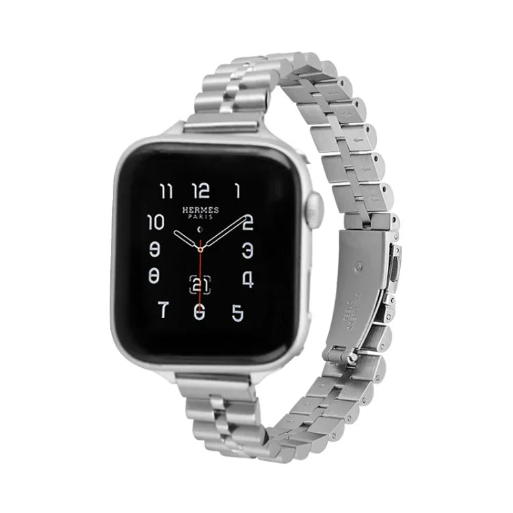 Dây đồng hồ kim loại ba hạt nửa tròn cho Apple Watch Series, 7 45mm / 6&SE&5&4 44mm / 3&2&1 42mm, 7 41mm / 6&SE&5&4 40mm / 3&2&1 38mm