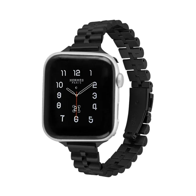 Dây đồng hồ kim loại ba hạt nửa tròn cho Apple Watch Series, 7 45mm / 6&SE&5&4 44mm / 3&2&1 42mm, 7 41mm / 6&SE&5&4 40mm / 3&2&1 38mm