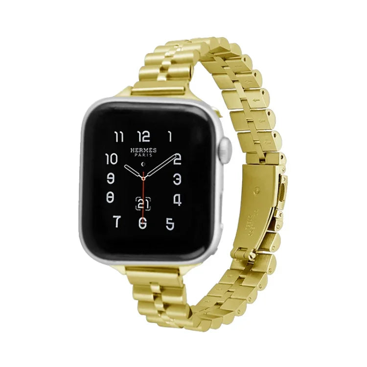 Dây đồng hồ kim loại ba hạt nửa tròn cho Apple Watch Series, 7 45mm / 6&SE&5&4 44mm / 3&2&1 42mm, 7 41mm / 6&SE&5&4 40mm / 3&2&1 38mm