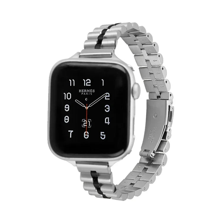 Dây đồng hồ kim loại ba hạt nửa tròn cho Apple Watch Series, 7 45mm / 6&SE&5&4 44mm / 3&2&1 42mm, 7 41mm / 6&SE&5&4 40mm / 3&2&1 38mm