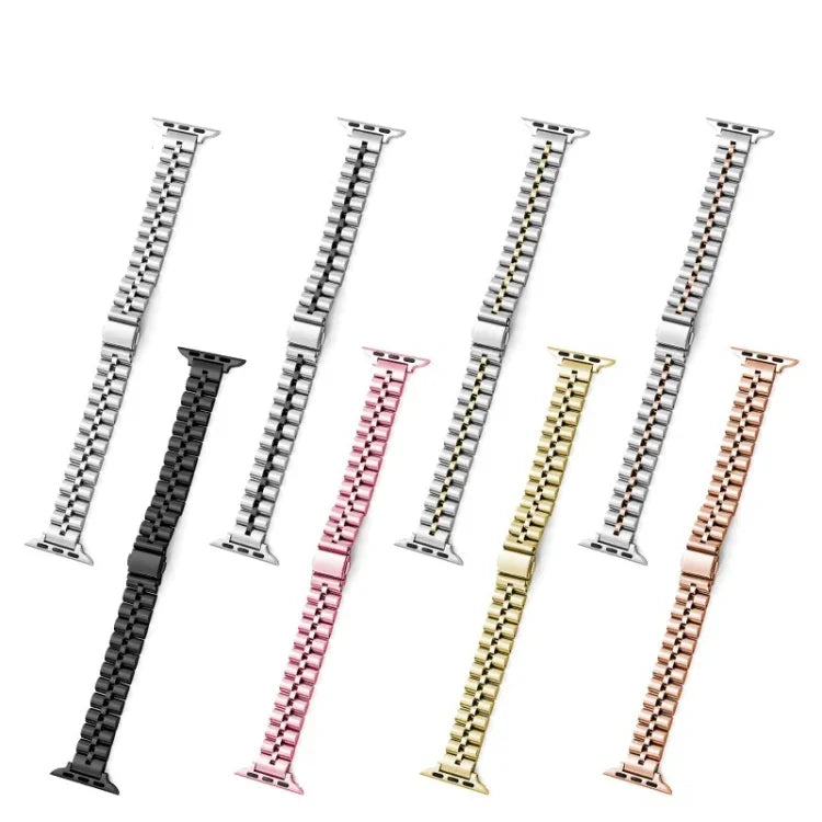 Dây đồng hồ kim loại ba hạt nửa tròn cho Apple Watch Series, 7 45mm / 6&SE&5&4 44mm / 3&2&1 42mm, 7 41mm / 6&SE&5&4 40mm / 3&2&1 38mm
