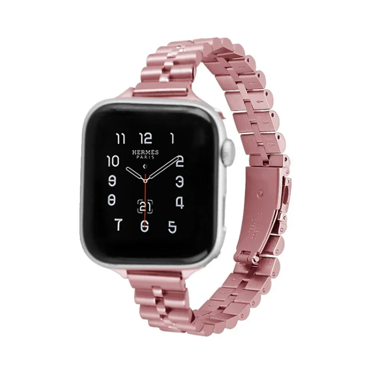 Dây đồng hồ kim loại ba hạt nửa tròn cho Apple Watch Series, 7 45mm / 6&SE&5&4 44mm / 3&2&1 42mm, 7 41mm / 6&SE&5&4 40mm / 3&2&1 38mm