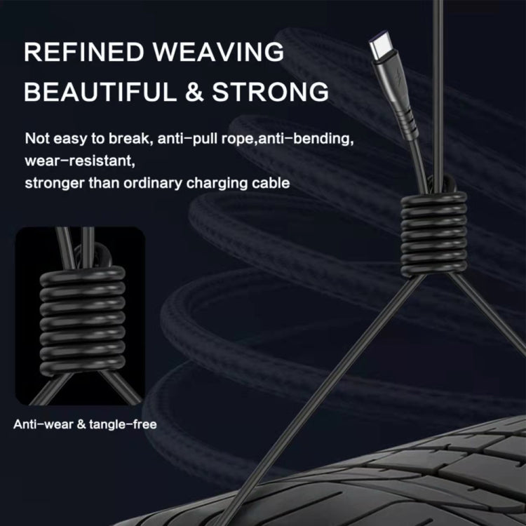 Cáp sạc dữ liệu điện thoại co giãn lò xo dài 1.5m, USB sang 8 Pin, USB sang Type-C, USB sang Micro USB