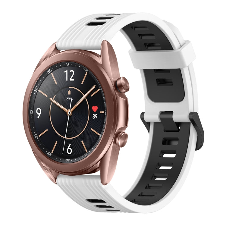 Dây đeo silicone hai màu họa tiết dọc 20mm, Dành cho Samsung Galaxy Watch3 41mm, Dành cho Samsung Galaxy Watch Active 2 40mm, Dành cho Samsung Galaxy Watch Active 2 44mm, Dành cho Samsung Galaxy Watch Active 40mm