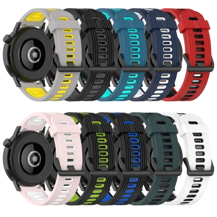Dây đồng hồ silicone hai màu họa tiết dọc 20mm, Dành cho Samsung Galaxy Watch 42mm, Dành cho Samsung Gear Sport, Dành cho Samsung Gear S2 Classic