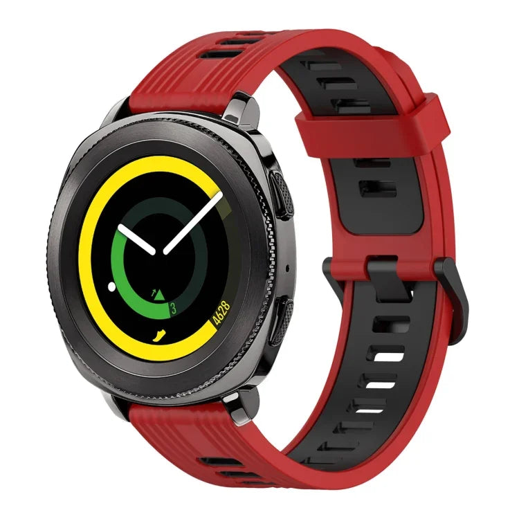 Dây đồng hồ silicone hai màu họa tiết dọc 20mm, Dành cho Samsung Galaxy Watch 42mm, Dành cho Samsung Gear Sport, Dành cho Samsung Gear S2 Classic