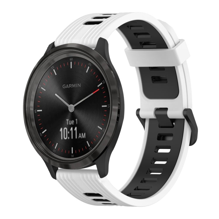 20mm Vertical Pattern Two-Color Silicone Watch Band, For Garmin Vivomove3, For Garmin Vivomove, For Garmin Forerunner 245, For Garmin Forerunner 645