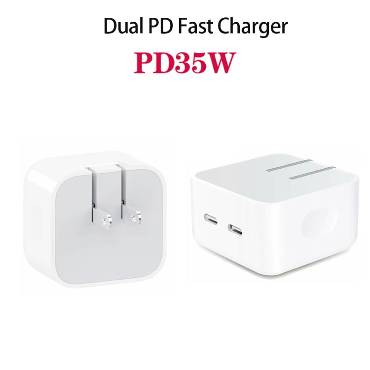 Bộ sạc PD 35W hai cổng USB-C / Type-C cho dòng iPhone / iPad, phích cắm US, phích cắm US