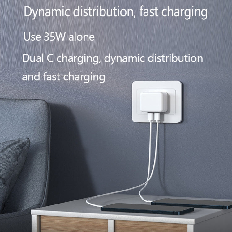 Bộ sạc PD 35W hai cổng USB-C / Type-C cho dòng iPhone / iPad, phích cắm UK, phích cắm UK
