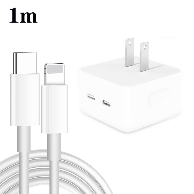 Bộ sạc PD 35W hai cổng USB-C / Type-C với cáp dữ liệu Type-C sang 8 Pin, phích cắm US, phích cắm US + cáp 8 Pin dài 1m, phích cắm US + cáp 8 Pin dài 1,5m, phích cắm US + cáp 8 Pin dài 2m