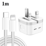 Bộ sạc PD 35W hai cổng USB-C / Type-C với cáp dữ liệu Type-C sang 8 Pin, phích cắm UK, phích cắm UK + cáp 8 Pin dài 1m, phích cắm UK + cáp 8 Pin dài 1,5m, phích cắm UK + cáp 8 Pin dài 2m