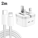 Bộ sạc PD 35W hai cổng USB-C / Type-C với cáp dữ liệu Type-C sang 8 Pin, phích cắm UK, phích cắm UK + cáp 8 Pin dài 1m, phích cắm UK + cáp 8 Pin dài 1,5m, phích cắm UK + cáp 8 Pin dài 2m