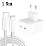 Bộ sạc PD 35W hai cổng USB-C / Type-C với cáp dữ liệu Type-C sang 8 Pin, phích cắm EU, phích cắm EU + cáp 8 Pin dài 1,5m, phích cắm EU + cáp 8 Pin dài 2m