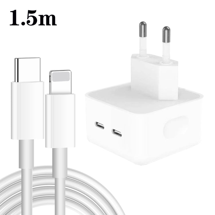 Bộ sạc PD 35W hai cổng USB-C / Type-C với cáp dữ liệu Type-C sang 8 Pin, phích cắm EU, phích cắm EU + cáp 8 Pin dài 1,5m, phích cắm EU + cáp 8 Pin dài 2m