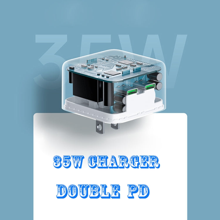 Bộ sạc PD 35W hai cổng USB-C / Type-C với cáp dữ liệu Type-C sang 8 Pin, phích cắm EU, phích cắm EU + cáp 8 Pin dài 1,5m, phích cắm EU + cáp 8 Pin dài 2m