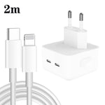 Bộ sạc PD 35W hai cổng USB-C / Type-C với cáp dữ liệu Type-C sang 8 Pin, phích cắm EU, phích cắm EU + cáp 8 Pin dài 1,5m, phích cắm EU + cáp 8 Pin dài 2m