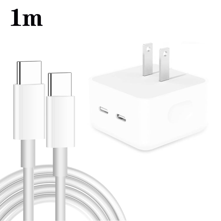 Bộ sạc PD 35W hai cổng USB-C / Type-C kèm cáp dữ liệu Type-C to Type-C, phích cắm US, phích cắm US + cáp đôi Type-C 1m, phích cắm US + cáp đôi Type-C 2m