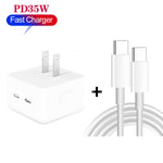 Bộ sạc PD 35W hai cổng USB-C / Type-C kèm cáp dữ liệu Type-C to Type-C, phích cắm US, phích cắm US + cáp đôi Type-C 1m, phích cắm US + cáp đôi Type-C 2m