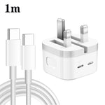 Bộ sạc PD 35W hai cổng USB-C / Type-C kèm cáp dữ liệu Type-C to Type-C, phích cắm UK, phích cắm UK + cáp đôi Type-C 1m, phích cắm UK + cáp đôi Type-C 2m