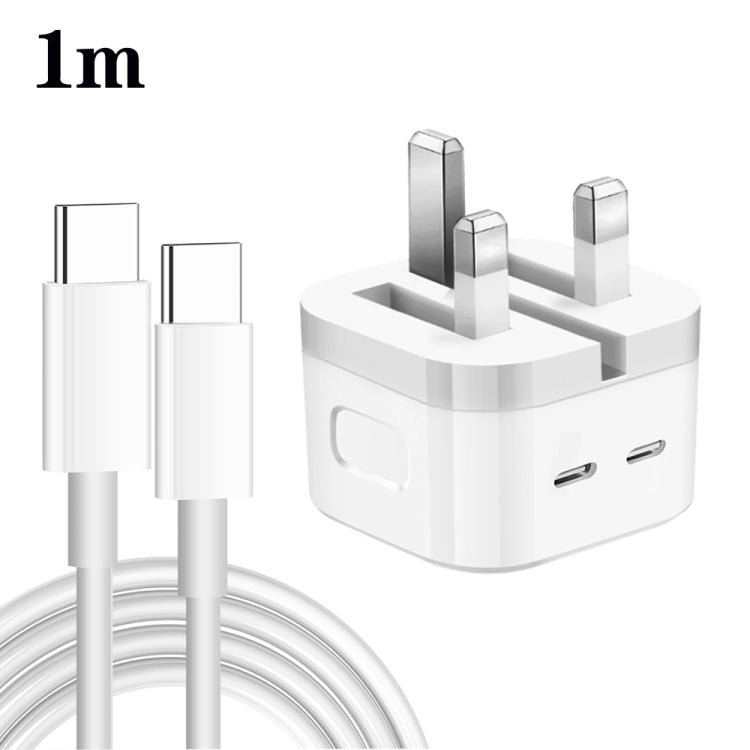 Bộ sạc PD 35W hai cổng USB-C / Type-C kèm cáp dữ liệu Type-C to Type-C, phích cắm UK, phích cắm UK + cáp đôi Type-C 1m, phích cắm UK + cáp đôi Type-C 2m