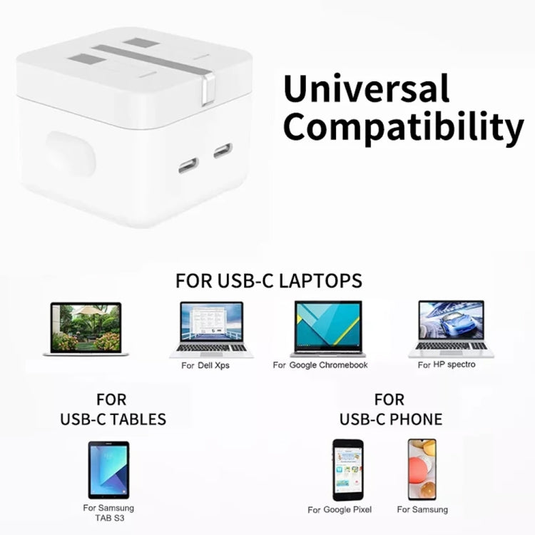 Bộ sạc PD 35W hai cổng USB-C / Type-C kèm cáp dữ liệu Type-C to Type-C, phích cắm UK, phích cắm UK + cáp đôi Type-C 1m, phích cắm UK + cáp đôi Type-C 2m
