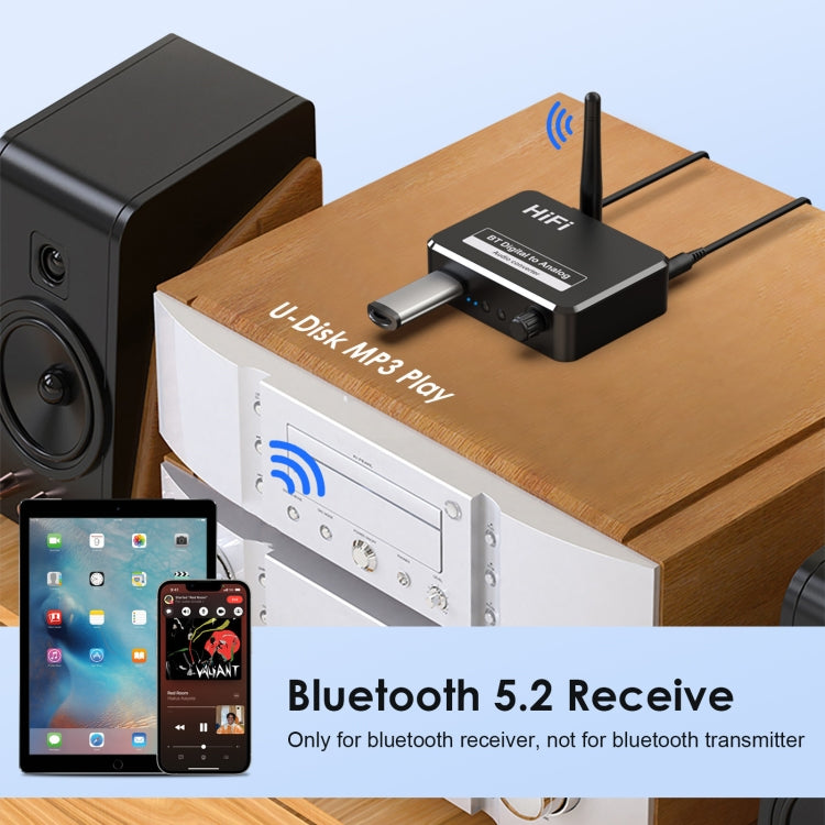 Bộ thu âm nhạc Bluetooth 5.2 B35S chuyển đổi kỹ thuật số sang analog hỗ trợ U-disk, cáp quang, cáp đồng trục, B35S