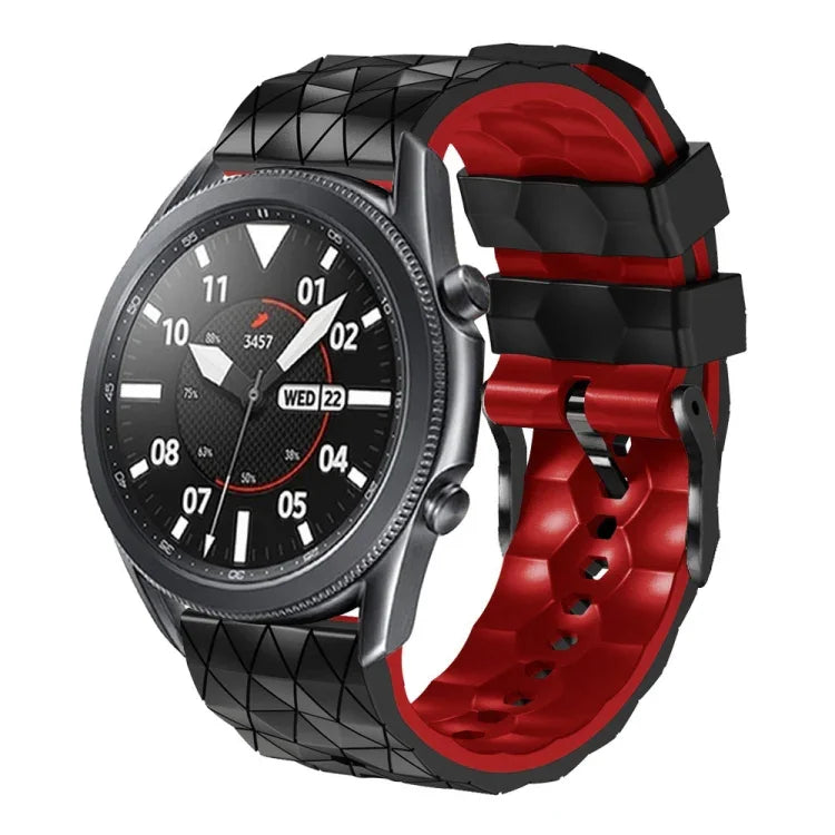 Dây đeo silicone hai màu họa tiết bóng đá 22mm, Dành cho Samsung Galaxy Watch3 45mm, Dành cho Samsung Galaxy Watch 46mm, Dành cho Samsung Gear S3 Classic, Dành cho Samsung Gear S3 Frontier