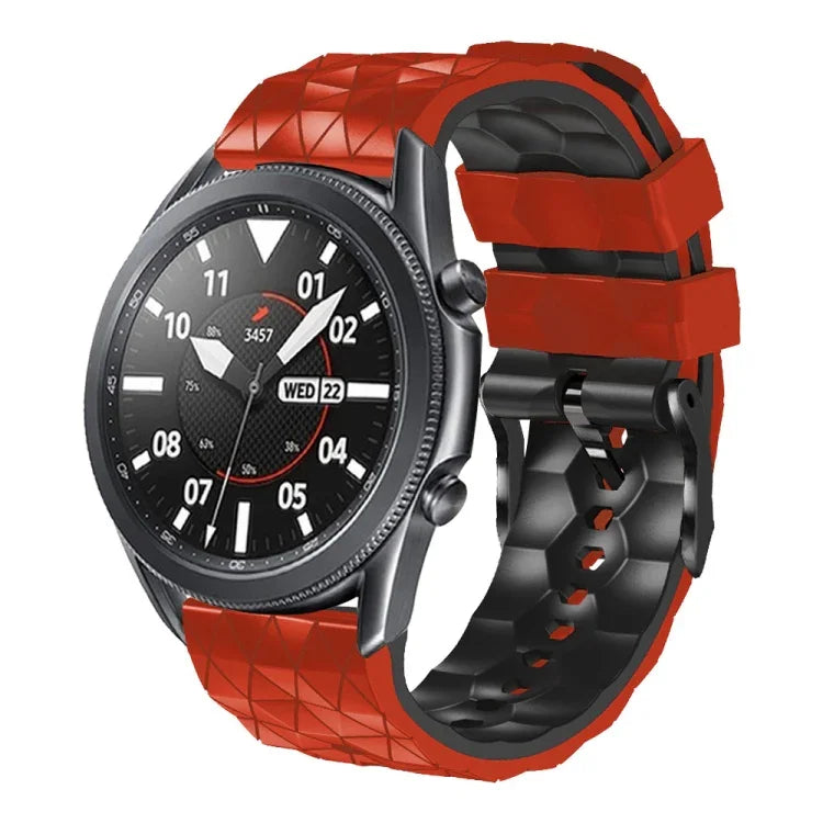 Dây đeo silicone hai màu họa tiết bóng đá 22mm, Dành cho Samsung Galaxy Watch3 45mm, Dành cho Samsung Galaxy Watch 46mm, Dành cho Samsung Gear S3 Classic, Dành cho Samsung Gear S3 Frontier