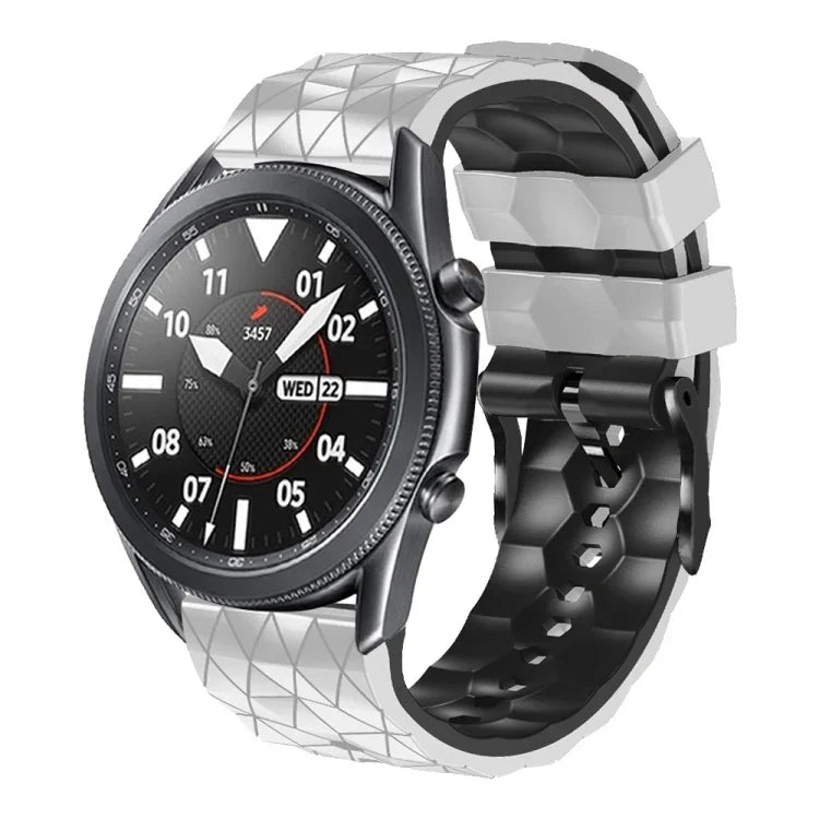 Dây đeo silicone hai màu họa tiết bóng đá 22mm, Dành cho Samsung Galaxy Watch3 45mm, Dành cho Samsung Galaxy Watch 46mm, Dành cho Samsung Gear S3 Classic, Dành cho Samsung Gear S3 Frontier