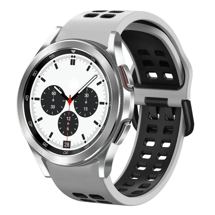 20mm Breathable Two-Color Silicone Watch Band, For Samsung Galaxy Watch 4 Classic 42mm, For Galaxy Watch Active 2