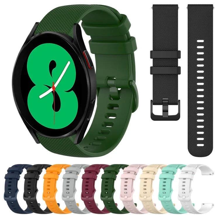 Dây đồng hồ silicone màu trơn kẻ ca-rô 20mm, Dành cho Samsung Galaxy Watch4 44mm, Dành cho Samsung Galaxy Watch4 Classic 46mm, Dành cho Samsung Galaxy Watch4 Classic 42mm, Dành cho Samsung Galaxy Watch Active 2