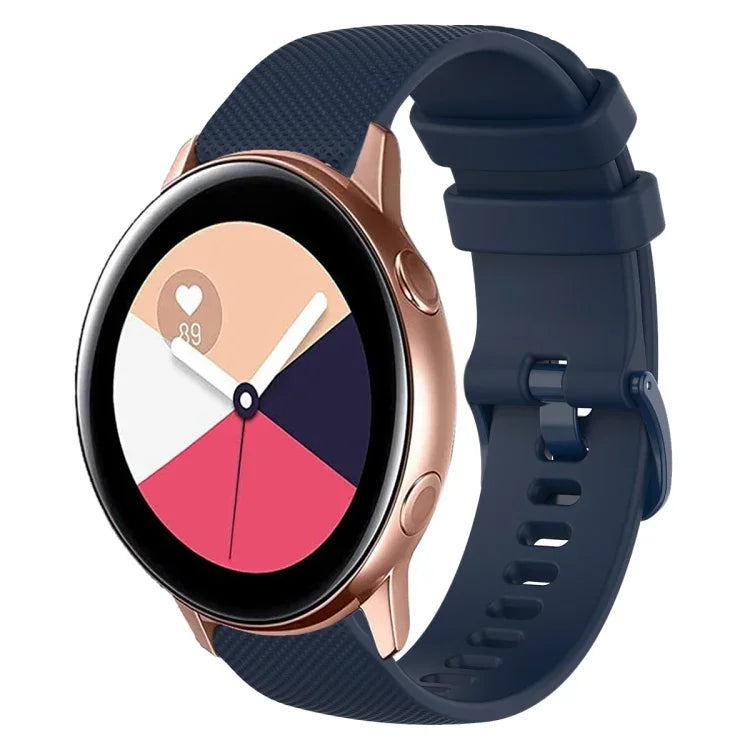 Dây đồng hồ silicone màu trơn kẻ ca-rô 20mm, Dành cho Samsung Galaxy Watch4 44mm, Dành cho Samsung Galaxy Watch4 Classic 46mm, Dành cho Samsung Galaxy Watch4 Classic 42mm, Dành cho Samsung Galaxy Watch Active 2