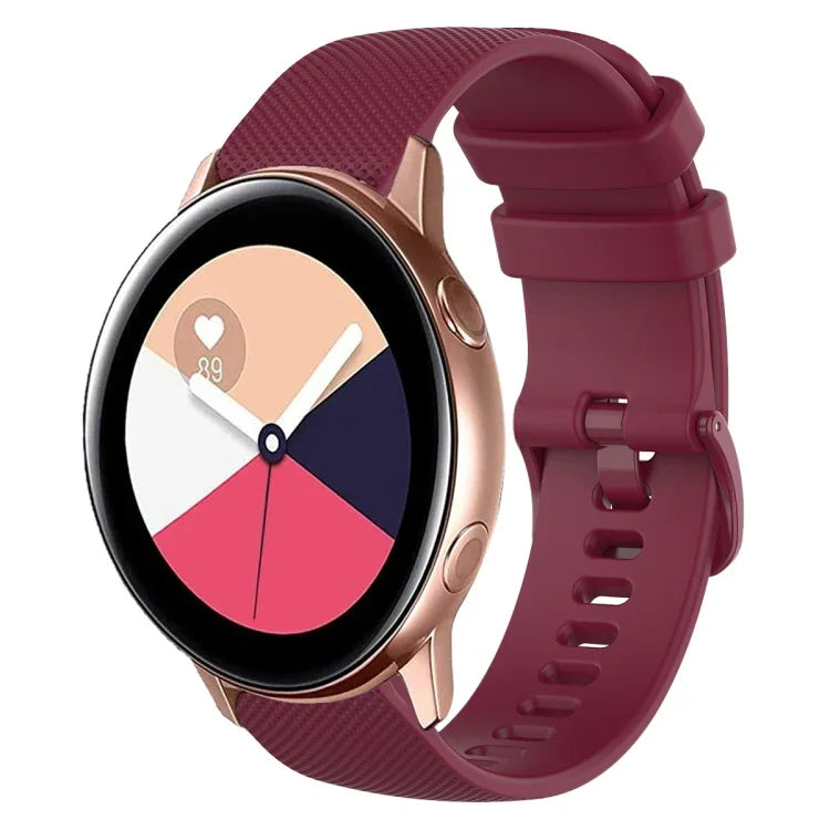 Dây đồng hồ silicone màu trơn kẻ ca-rô 20mm, Dành cho Samsung Galaxy Watch4 44mm, Dành cho Samsung Galaxy Watch4 Classic 46mm, Dành cho Samsung Galaxy Watch4 Classic 42mm, Dành cho Samsung Galaxy Watch Active 2