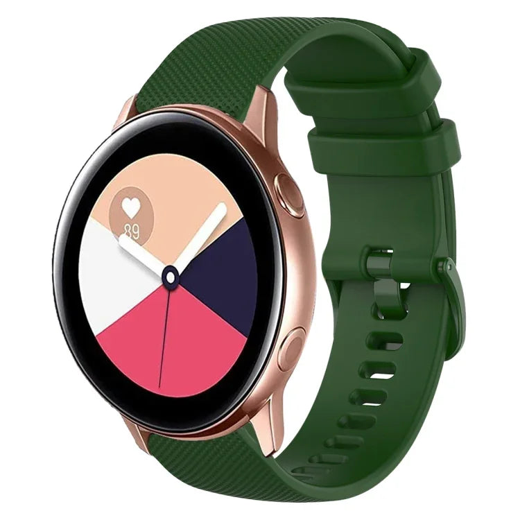 Dây đồng hồ silicone màu trơn kẻ ca-rô 20mm, Dành cho Samsung Galaxy Watch4 44mm, Dành cho Samsung Galaxy Watch4 Classic 46mm, Dành cho Samsung Galaxy Watch4 Classic 42mm, Dành cho Samsung Galaxy Watch Active 2