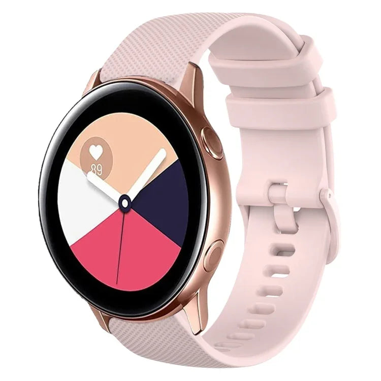 Dây đồng hồ silicone màu trơn kẻ ca-rô 20mm, Dành cho Samsung Galaxy Watch4 44mm, Dành cho Samsung Galaxy Watch4 Classic 46mm, Dành cho Samsung Galaxy Watch4 Classic 42mm, Dành cho Samsung Galaxy Watch Active 2