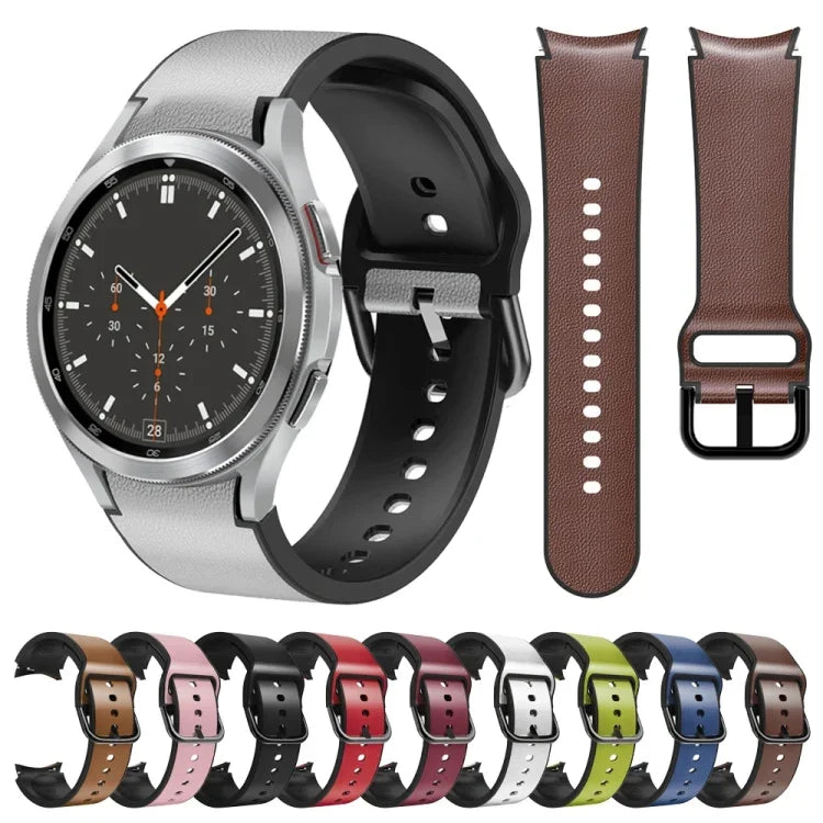 Dây đồng hồ da dán silicone 20mm, Dành cho Samsung Galaxy Watch 4 Classic 46mm, Dành cho Samsung Galaxy Watch 4 Classic 42mm, Dành cho Samsung Galaxy Watch Active 2