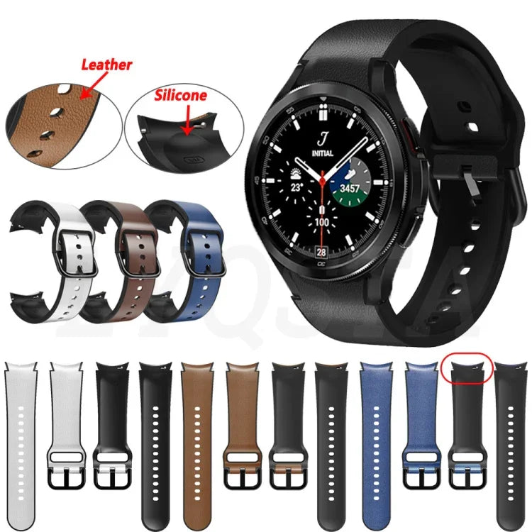 Dây đồng hồ da dán silicone 20mm, Dành cho Samsung Galaxy Watch 4 Classic 46mm, Dành cho Samsung Galaxy Watch 4 Classic 42mm, Dành cho Samsung Galaxy Watch Active 2