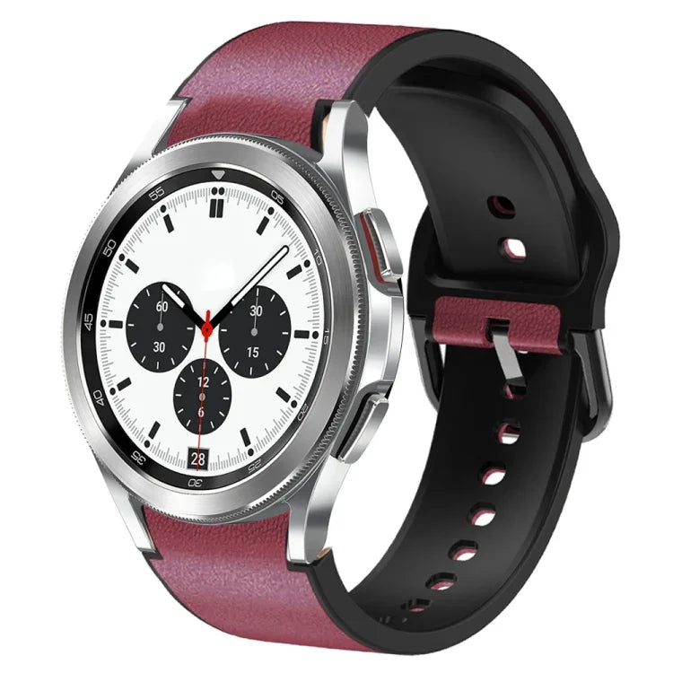 Dây đồng hồ da dán silicone 20mm, Dành cho Samsung Galaxy Watch 4 Classic 46mm, Dành cho Samsung Galaxy Watch 4 Classic 42mm, Dành cho Samsung Galaxy Watch Active 2