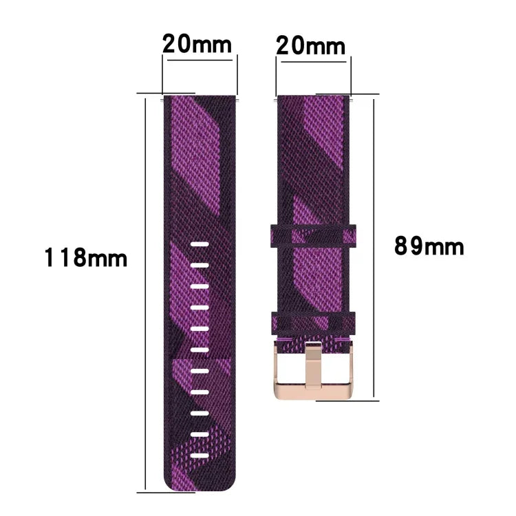 Dây đồng hồ dệt nylon 20mm, Dành cho Samsung Galaxy Watch4 Classic 42mm, Dành cho Samsung Galaxy Watch Active 2