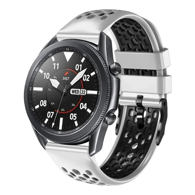 Dây đồng hồ silicone thoáng khí hai màu 22mm, dành cho Samsung Galaxy Watch3 45mm, Samsung Galaxy Watch 46mm, Samsung Gear S3 Classic, Samsung Gear S3 Frontier