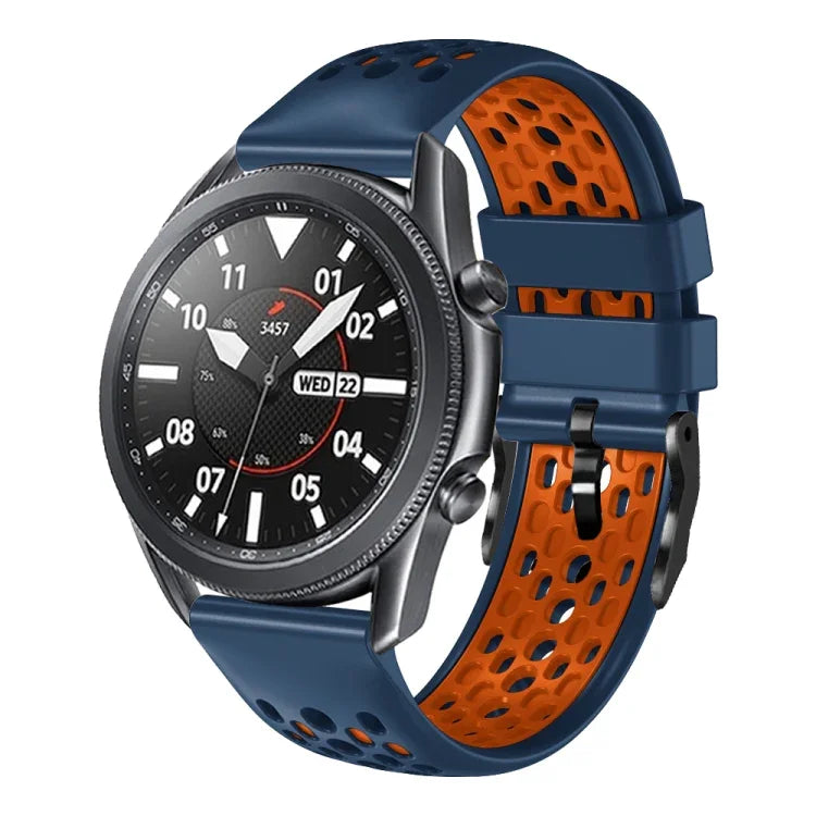 Dây đồng hồ silicone thoáng khí hai màu 22mm, dành cho Samsung Galaxy Watch3 45mm, Samsung Galaxy Watch 46mm, Samsung Gear S3 Classic, Samsung Gear S3 Frontier