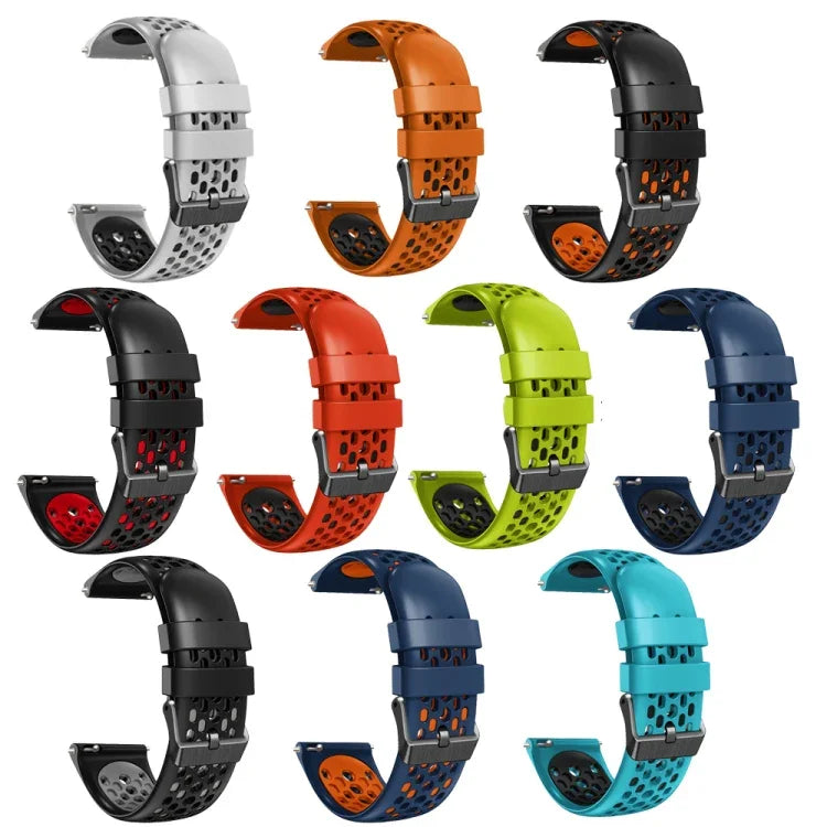 Dây đồng hồ silicone thoáng khí hai màu 22mm, dành cho Samsung Galaxy Watch3 45mm, Samsung Galaxy Watch 46mm, Samsung Gear S3 Classic, Samsung Gear S3 Frontier