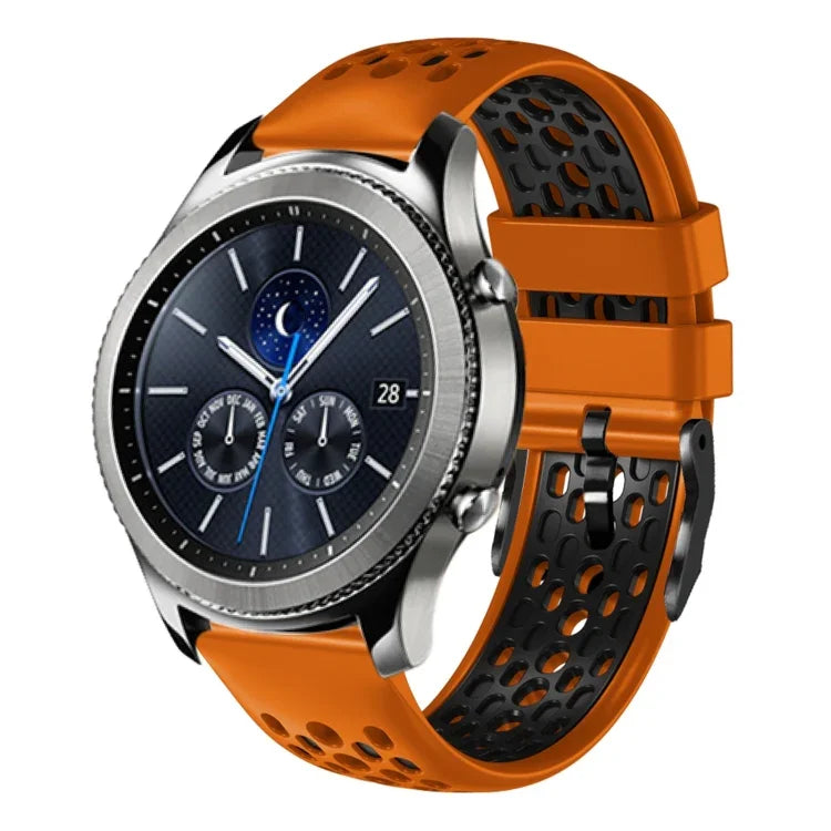 Dây đồng hồ silicone thoáng khí hai màu 22mm, dành cho Samsung Galaxy Watch3 45mm, Samsung Galaxy Watch 46mm, Samsung Gear S3 Classic, Samsung Gear S3 Frontier