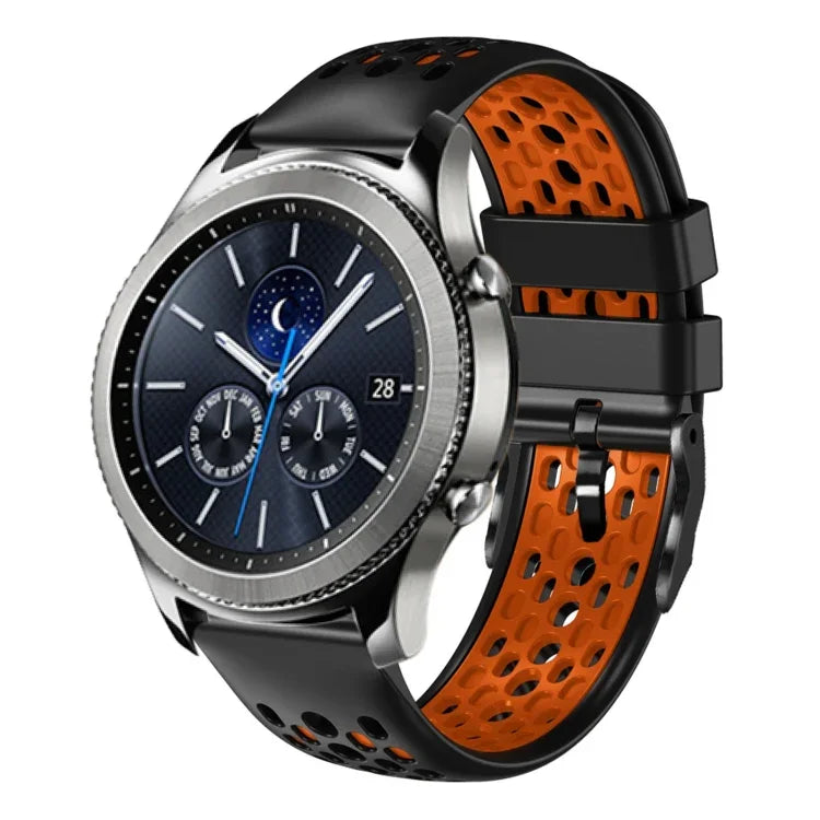 Dây đồng hồ silicone thoáng khí hai màu 22mm, dành cho Samsung Galaxy Watch3 45mm, Samsung Galaxy Watch 46mm, Samsung Gear S3 Classic, Samsung Gear S3 Frontier
